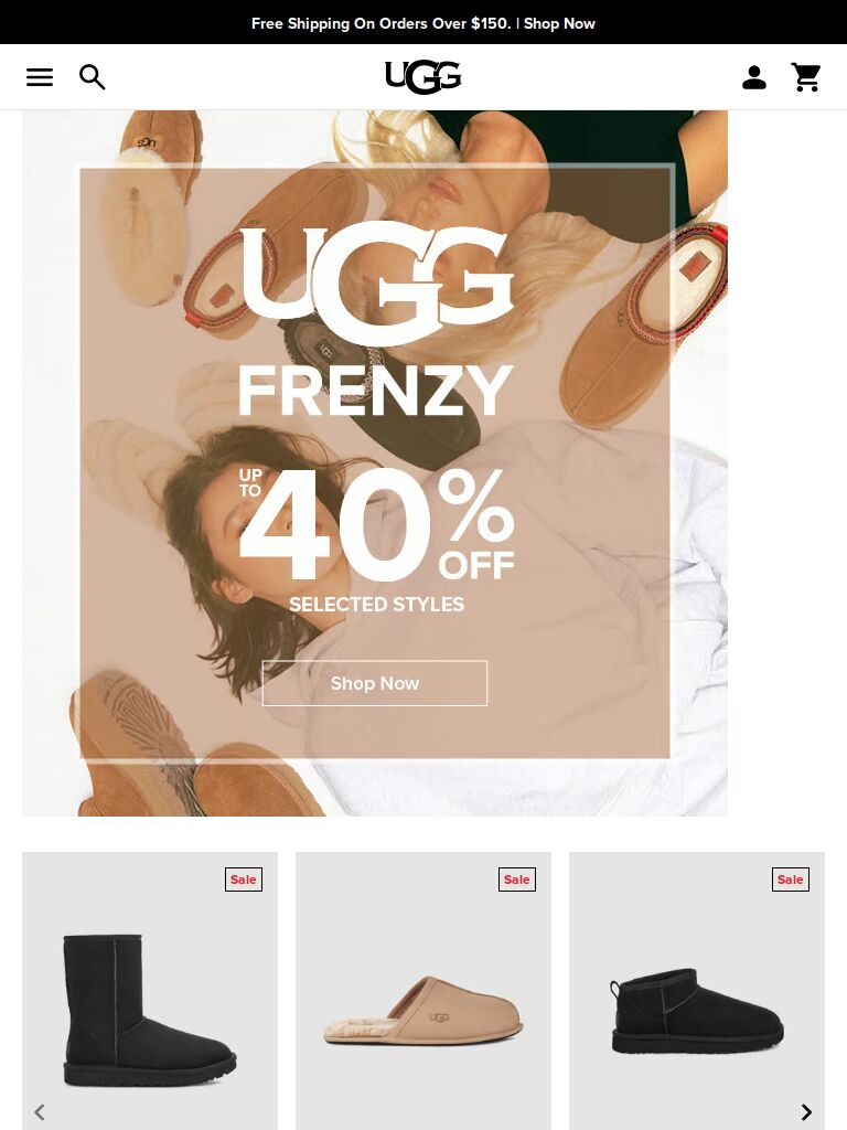 Ugg website shown on tablet