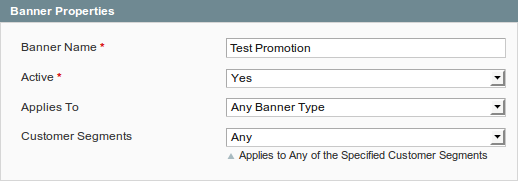 Banner properties tab