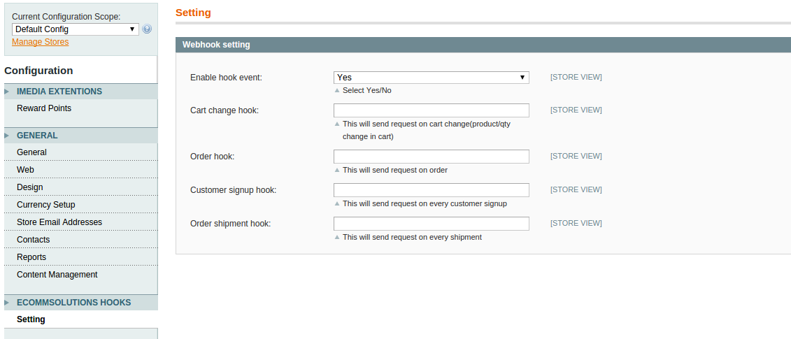 ECommSolution Webhooks for cart, purchase