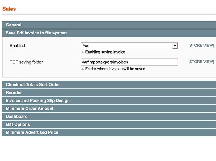 Save Pdf Invoice settings