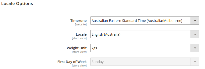 Magento 2 Locale Options