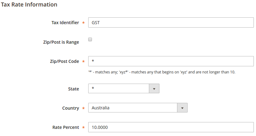 Magento 2 Tax Rate Information