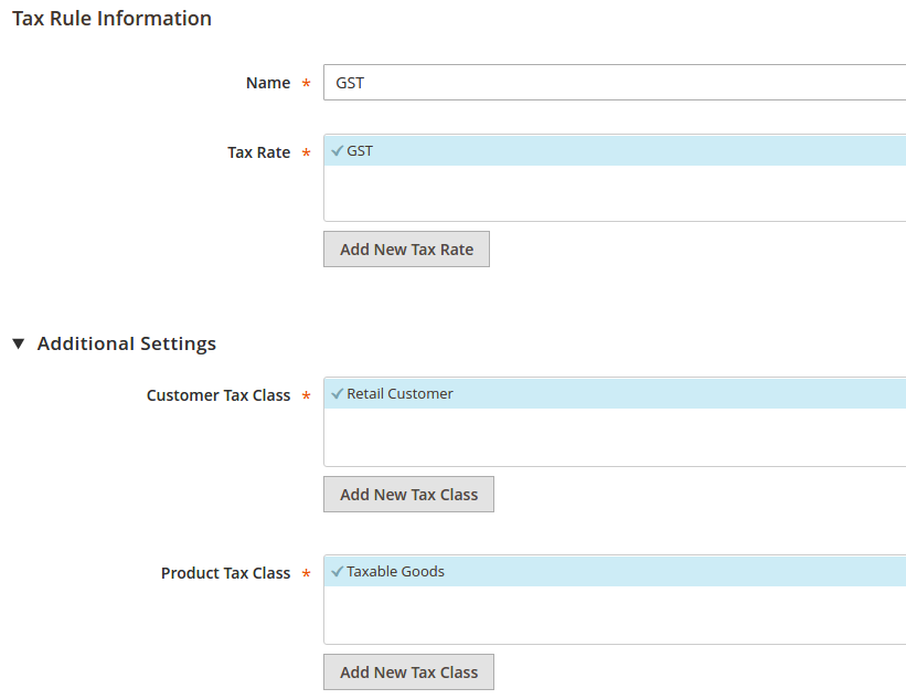 Magento 2 Tax Rule Information