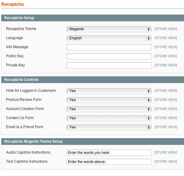 recaptcha backend settings